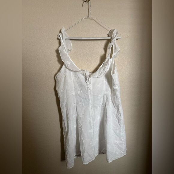 Princess Polly Besiana Eyelet Mini Dress Sz 14 Curve in White Flutter Straps NEW - Picture 6 of 7